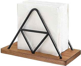 Wood Iron Paper Towel Holder Napkin Holder Paper Tissue Dispenser Home Kitchen Cafe Restaurant Triangle Vertical Decorative Stand
