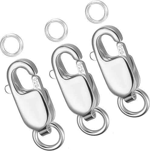 Miniatura 14 de Dailyacc Cierres de pinza de langosta para hacer joyas, oro y plata con anillos de salto, cierres seguros para collares, pulseras, manualidades