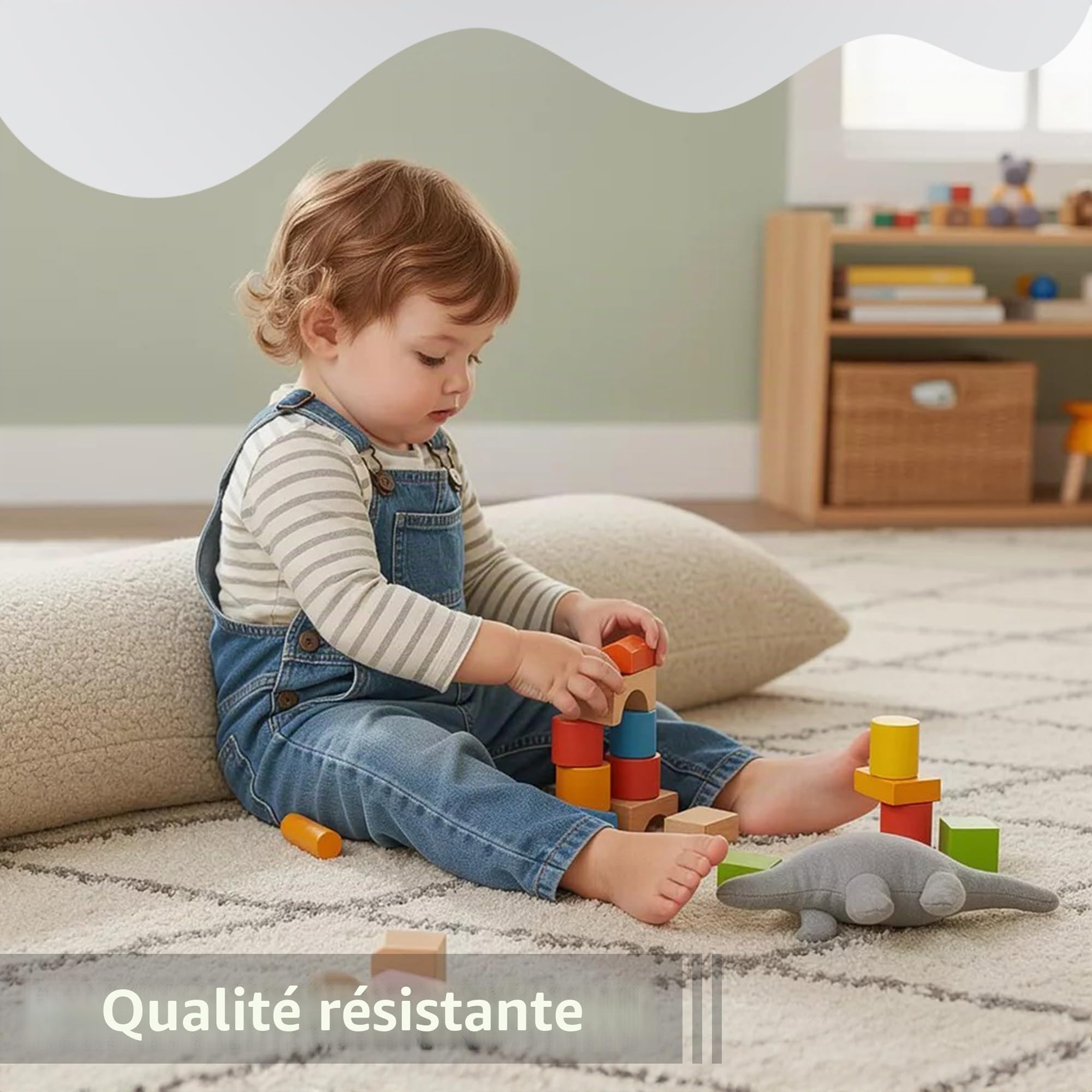 Totsy Baby Traversin Ergonomique 40x145 cm Housse Amovible – Coussin de maternité pour Dormir sur Le côté Body Pillow Bouclé Doux Respirant – certifié Oeko-TEX Crème
