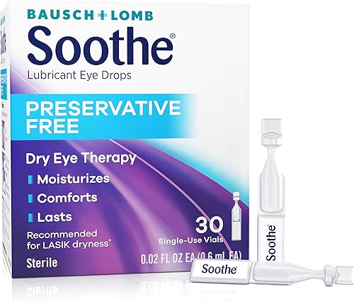 Soothe Gotas para los ojos lubricantes sin conservantes, alivio para ojos secos, hidratantes, para alivio rápido y lo suficientemente suaves para