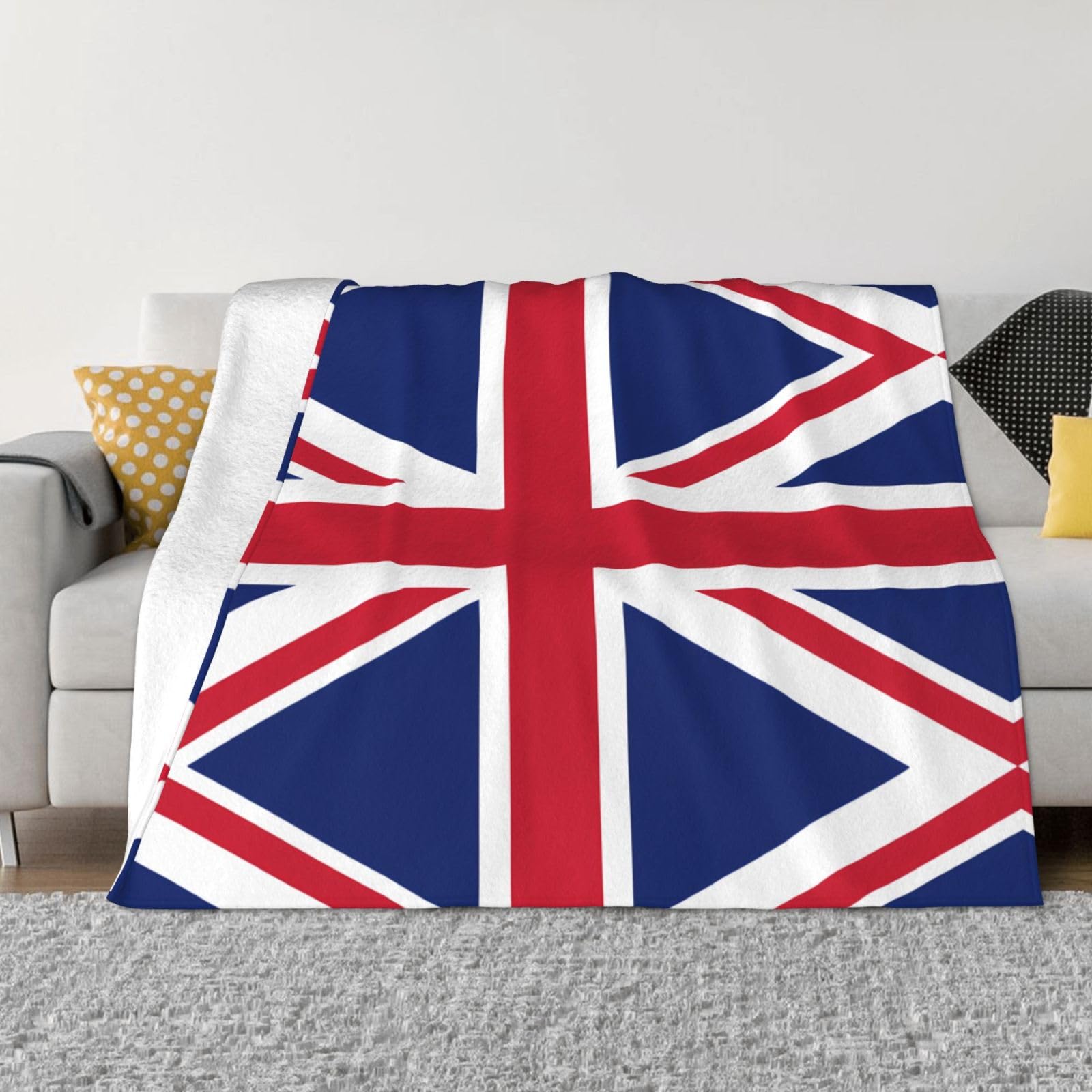 Couverture en flanelle drapeau britannique 127x101 cm pour canapé et lit