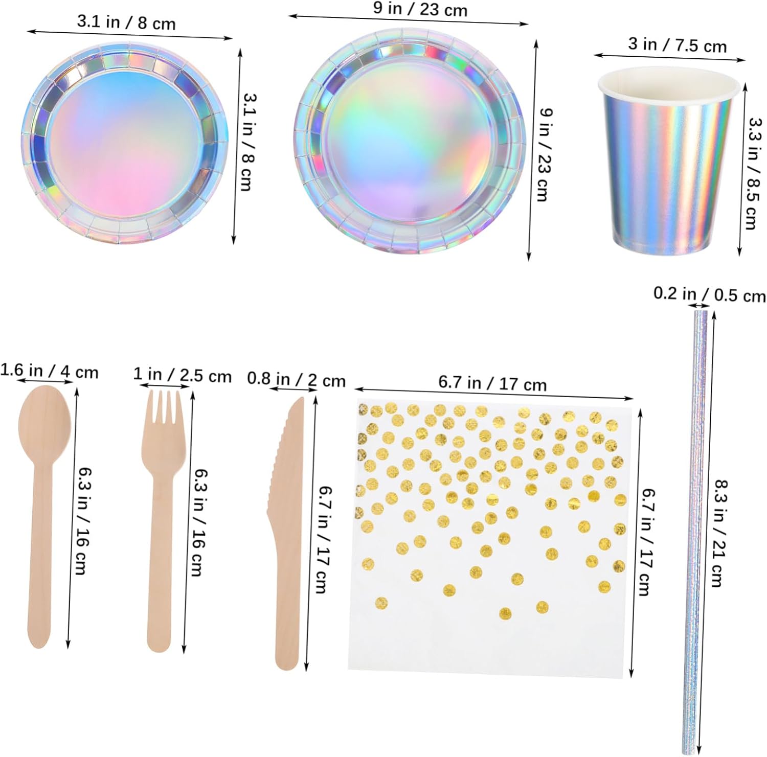 25sets Supplies Birthday Party Decorations Iridescent Plates Napkins Cups Disco Supplies