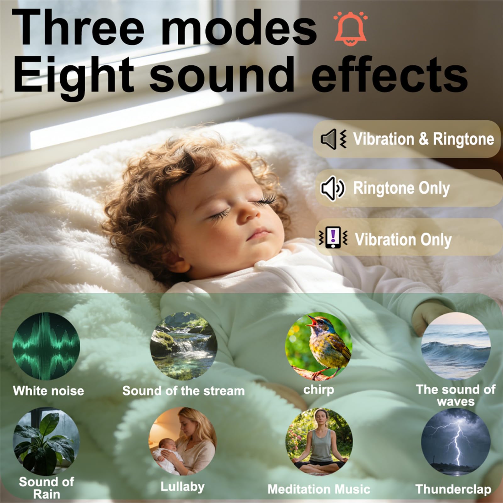 2026 New Wireless Bed Wetting Alarm for Boys & Adults – Moisture Sensor with White Noise Sleep Aid, Rechargeable, Vibration/Sound Alert, Night Light, USB-C – Enuresis Alarm for Bed Wetting Training — view 3