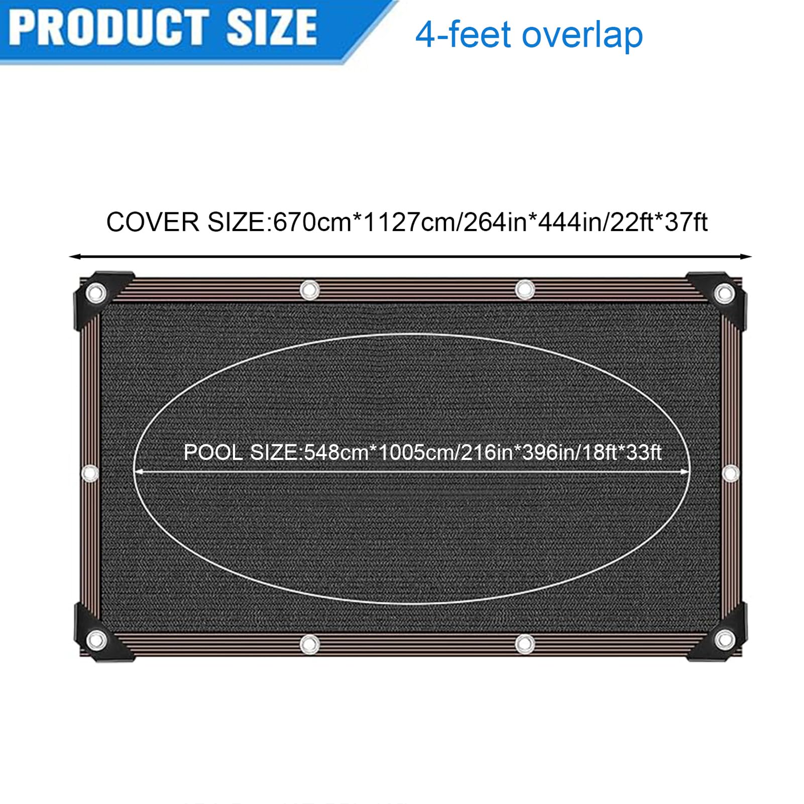 670x1130 cm Rete Copertura Per Piscina Anti Foglie Protezione Piscine Sepolte Fuori Terra