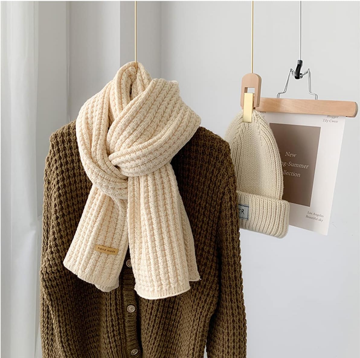 Women Winter Chunky Knit Scarf Thick Warm Ribbed Large Scarves Long Wrap Shawl Fleece Neck Warmer Wool Soft Fashion