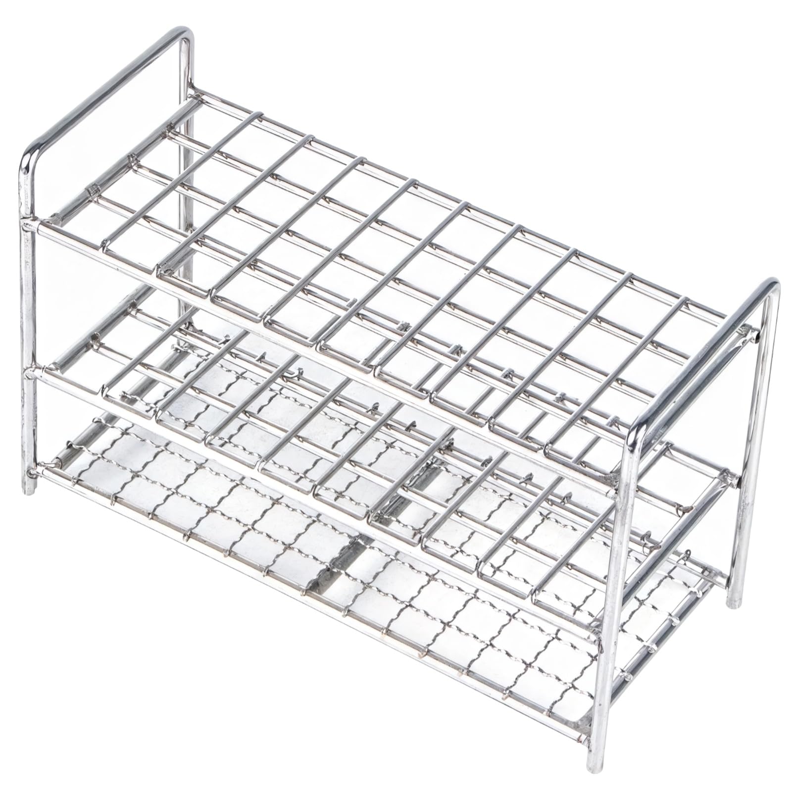 Edelstahl Reagenzglasständer, 16 mm, 40 Löcher, Laborhalter für 15 mm Reagenzgläser, leicht zu reinigen, offene Ablage, für Labor und Präsentation