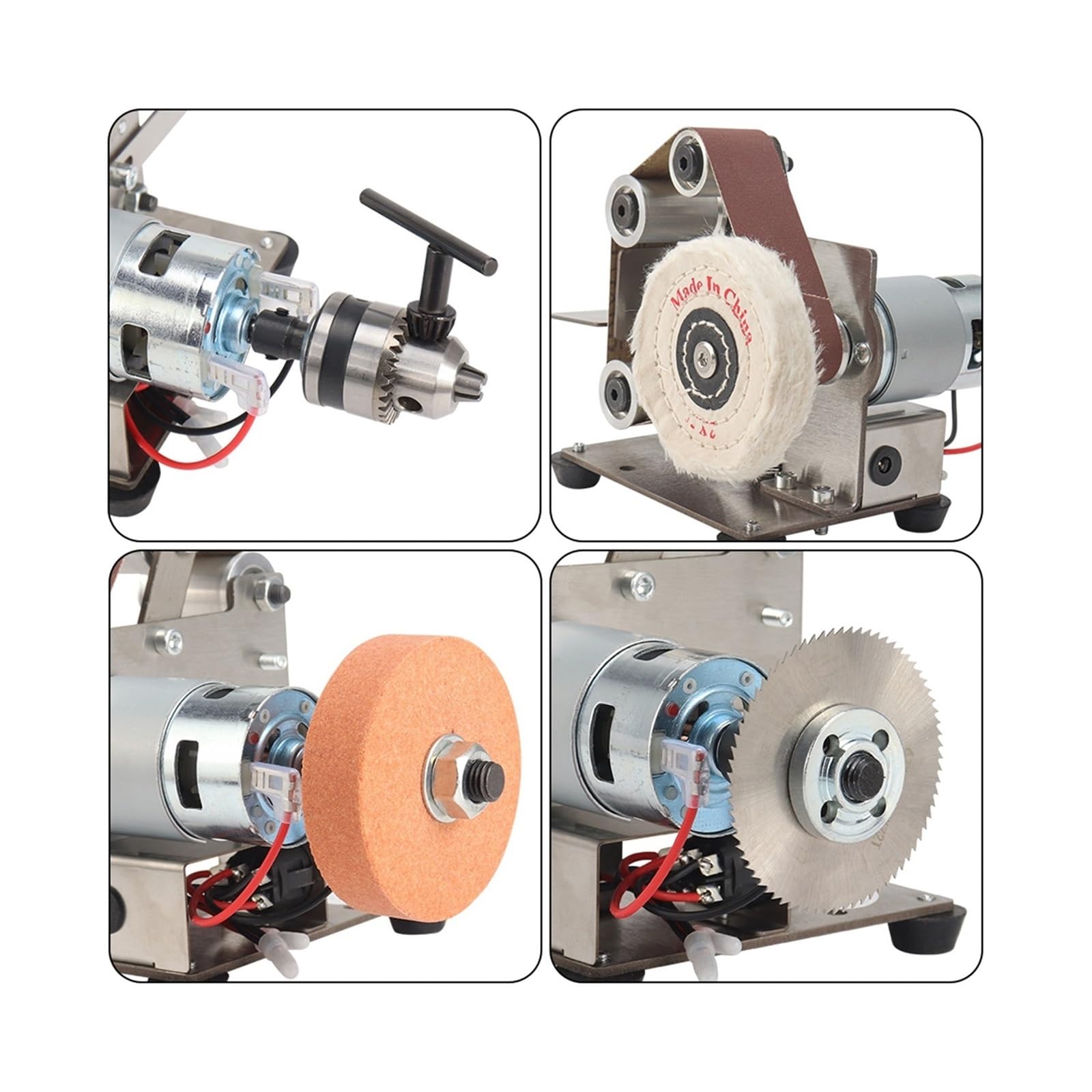 Mini levigatrice a nastro elettrica Smerigliatrice a nastro multifunzione Levigatrice a nastro Levigatrice for lucidatura fai-da-te Affilatrice for bordi affilatrice, Basso rumore(A SET)