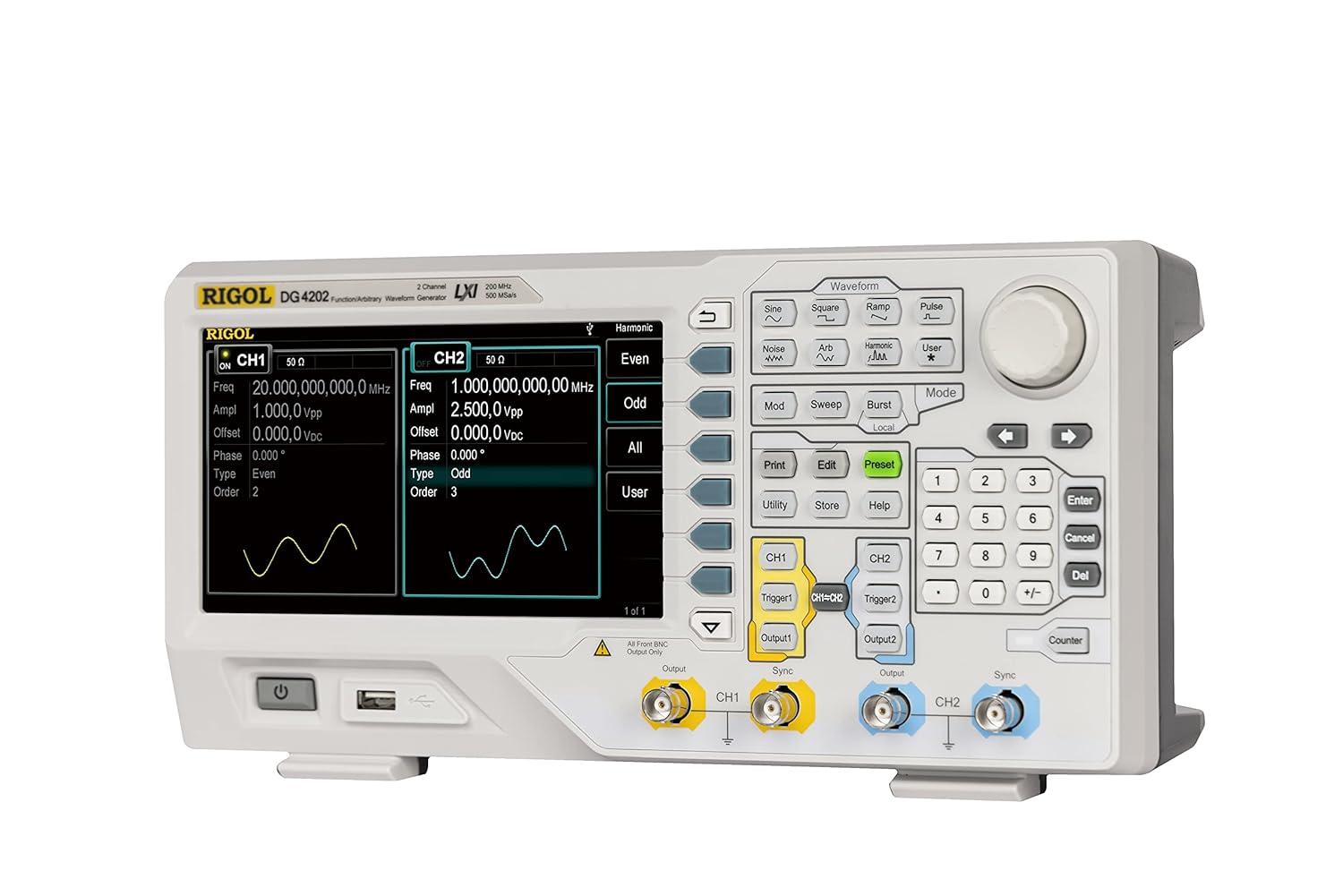 Rigol DG4202 Function/Arbitrary Waveform Generator 200MHz,14 bit Vertical Resolution,2 Channels with Equal Performance and Precise Phase Adjustment Between: Industrial & Scientific