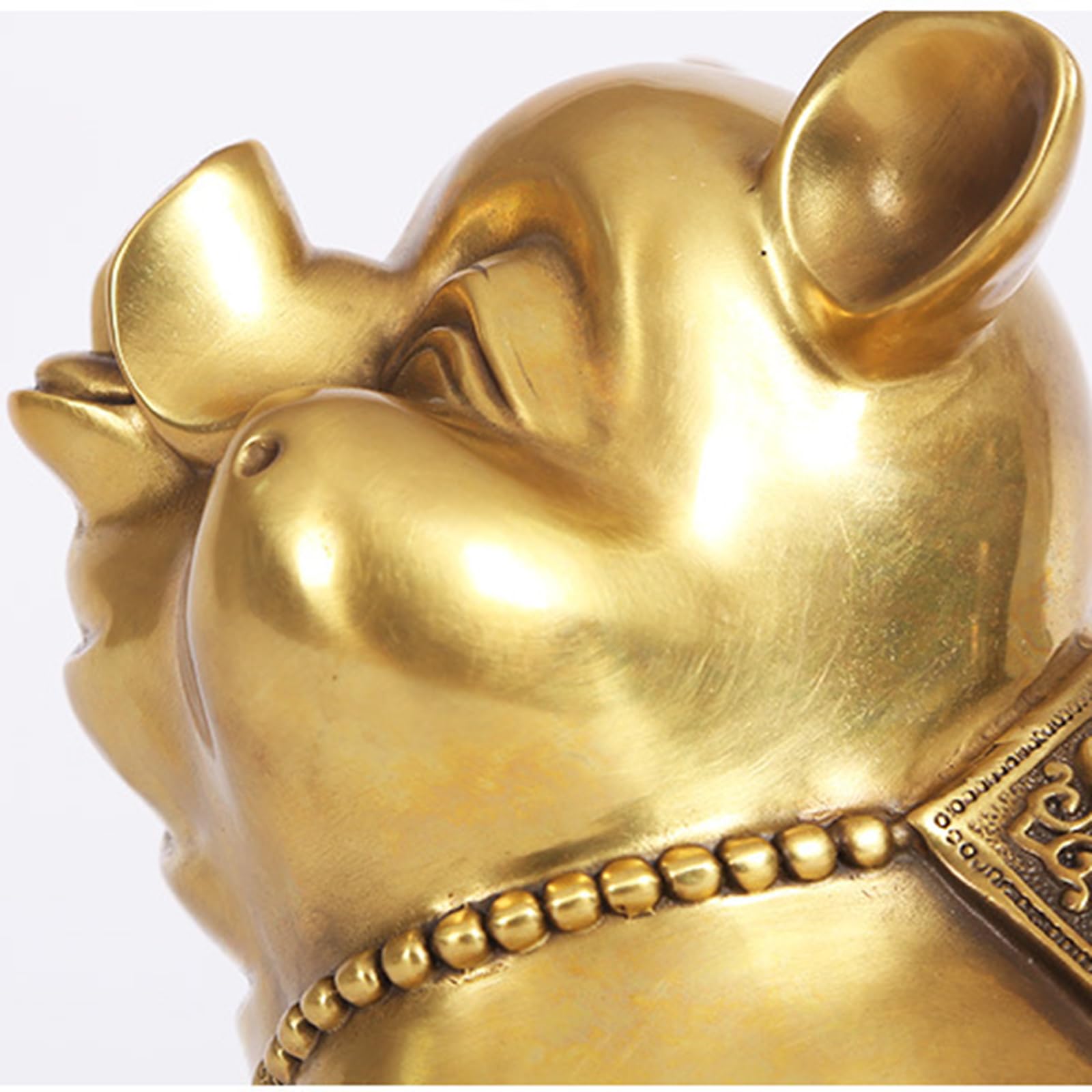 Mosiężna statua świni bogactwa Feng Shui figurka szczęśliwej świni | Z monetami Złota sztabka Baza Premium Miedź Ozdoba dekoracyjna do salonu, biurka, biura