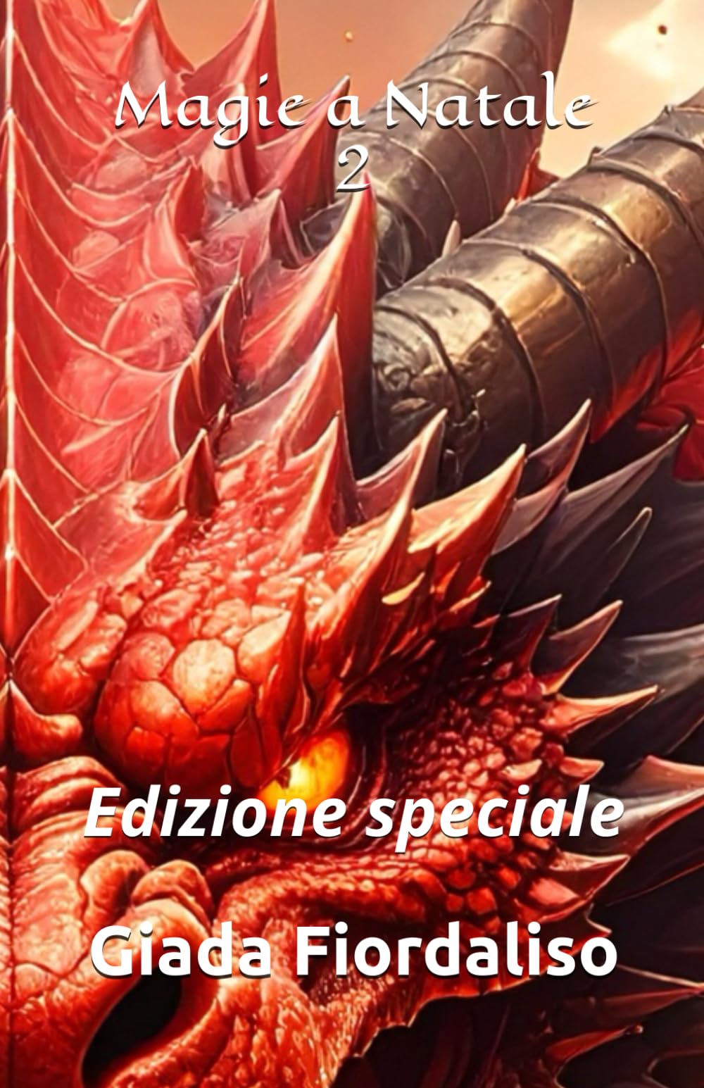 Magie a Natale-VOLUME 2-copertina puzzle con drago rosso e sfondi interni illustrati in bianco e nero raffiguranti un bacio tra i due protagonisti: Edizione speciale