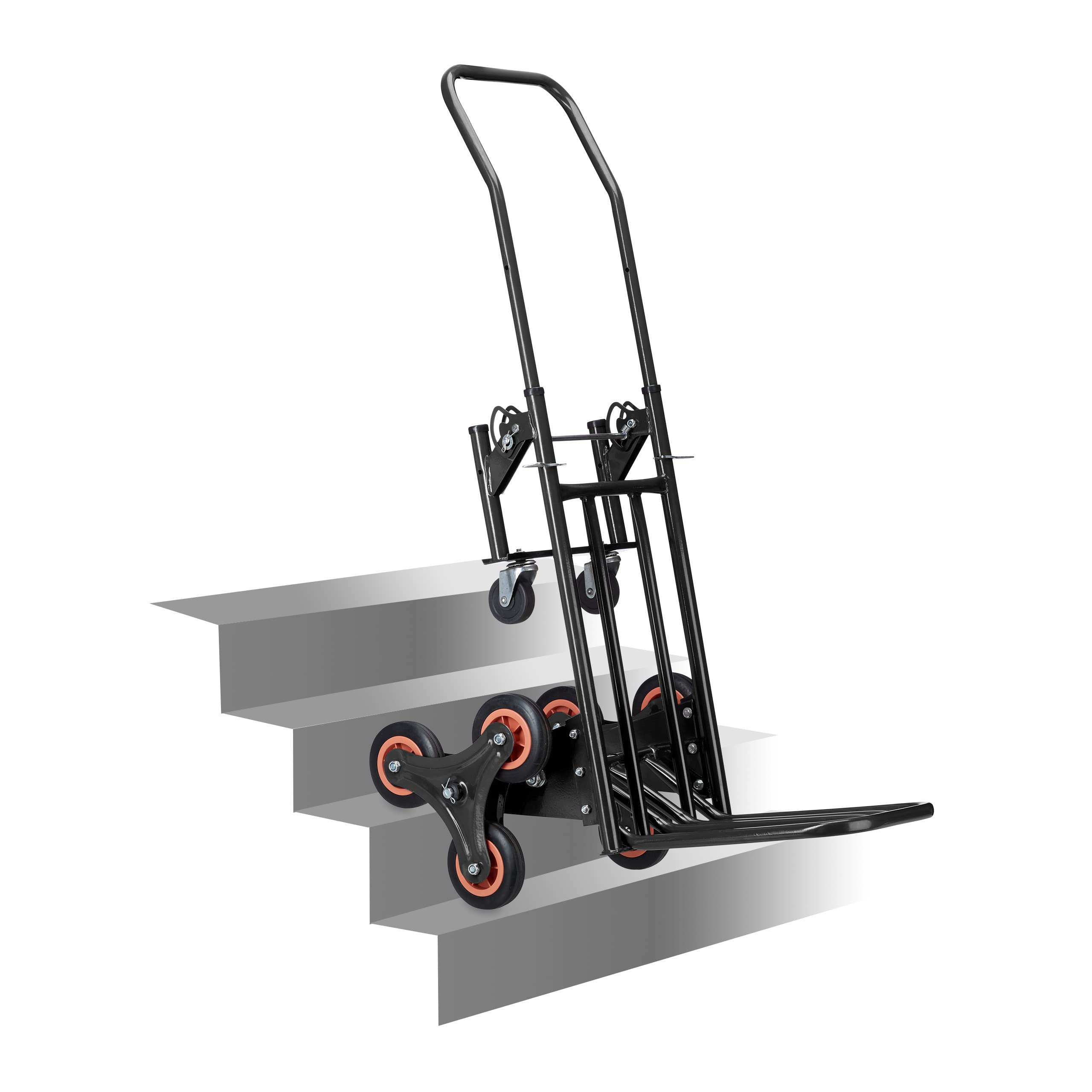 Relaxdays Carrello Portapacchi per Scale, Carrellino da Trasporto, Trolley Saliscale, capacità di Carico 50/150 kg, Nero