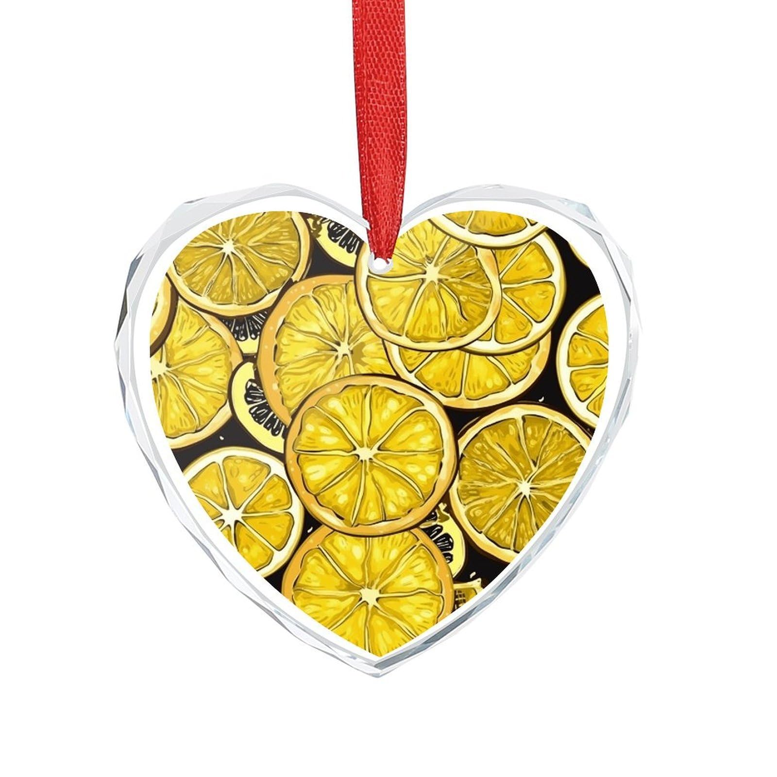 Sliced Lemon Wallpaper Engagement Gifts for Couples, Glass Ornaments Just Married Bridal Shower Decor, Heart Keepsake Decor for Bride & Groom