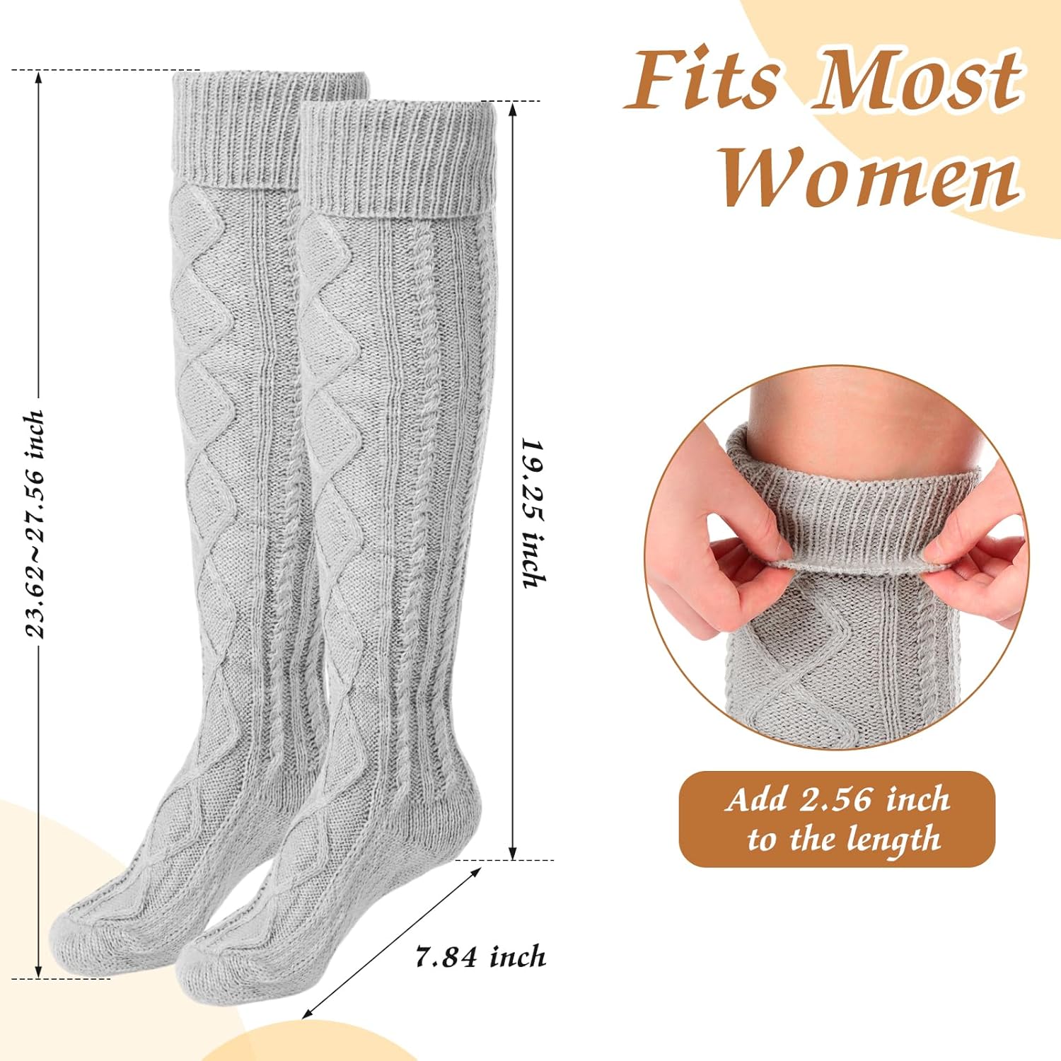 Toulite 4 Pairs Cable Knit Knee High Socks for Women Long Boot Stockings Socks, Long Warm Leg Warmers Winter - Image 5