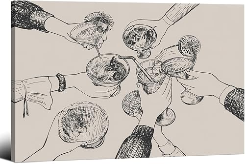 Miniatura 22 de CAXIYSH Lienzo divertido para pared, diseño retro de moda, carteles, barman, con texto en inglés "Was Cute Would Drink Here Again", impresiones para