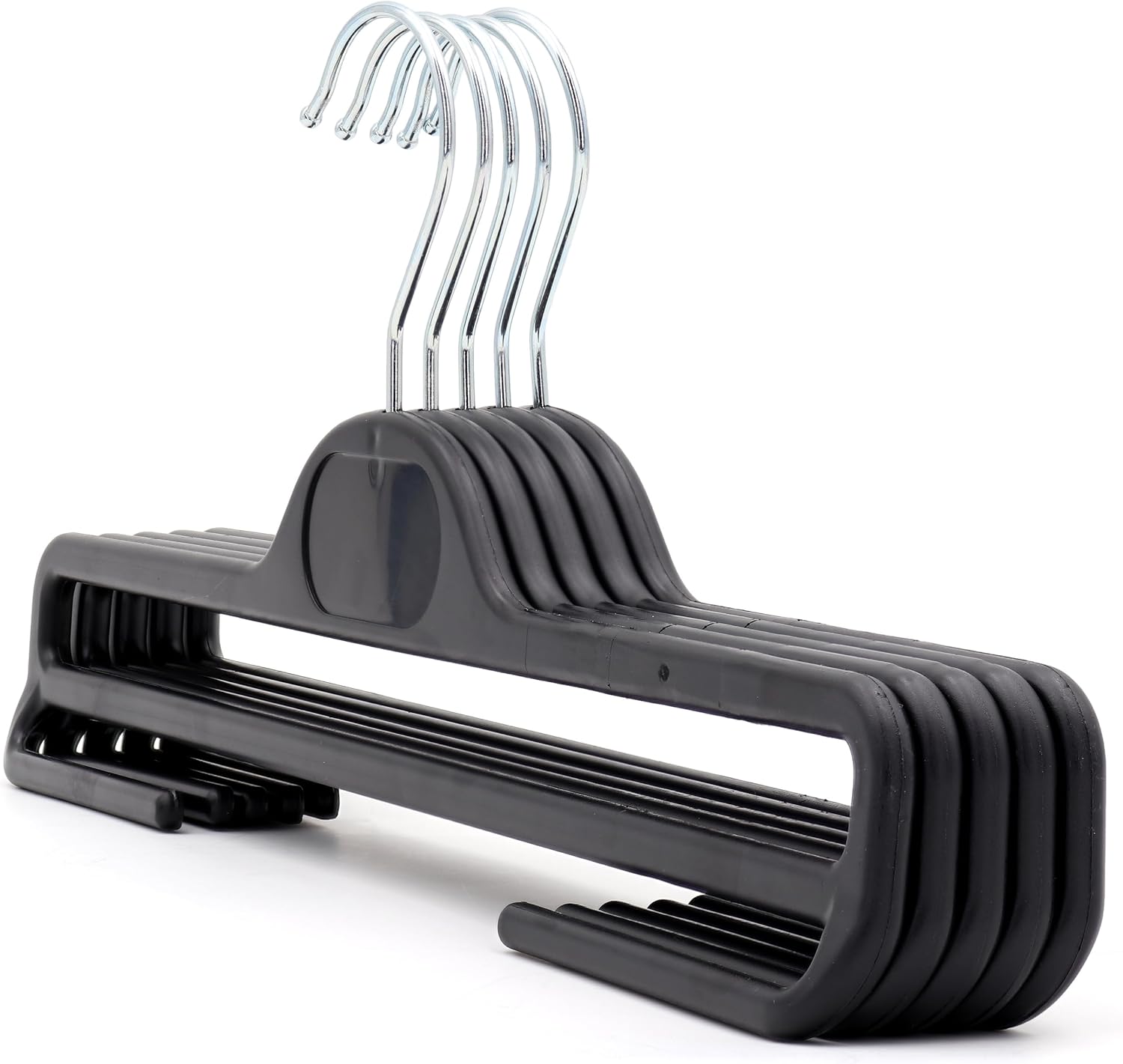The Hanger Store 20 Black Plastic Coat Hangers with Bar for Trousers