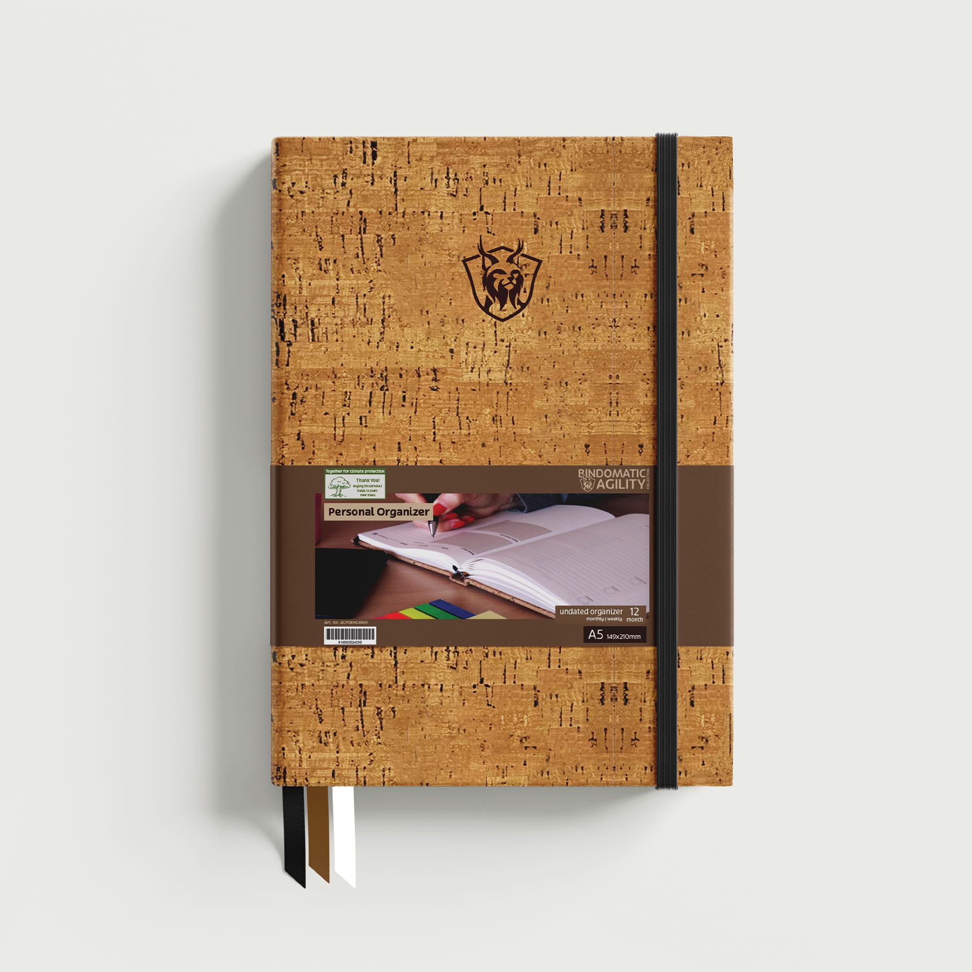 BindomaticAgility Collection Personal Organiser/Planner A5 Cork, The Best Planner: Undated, Setting Goals and Achieve Absolutely Elegant Cover Premium Paper