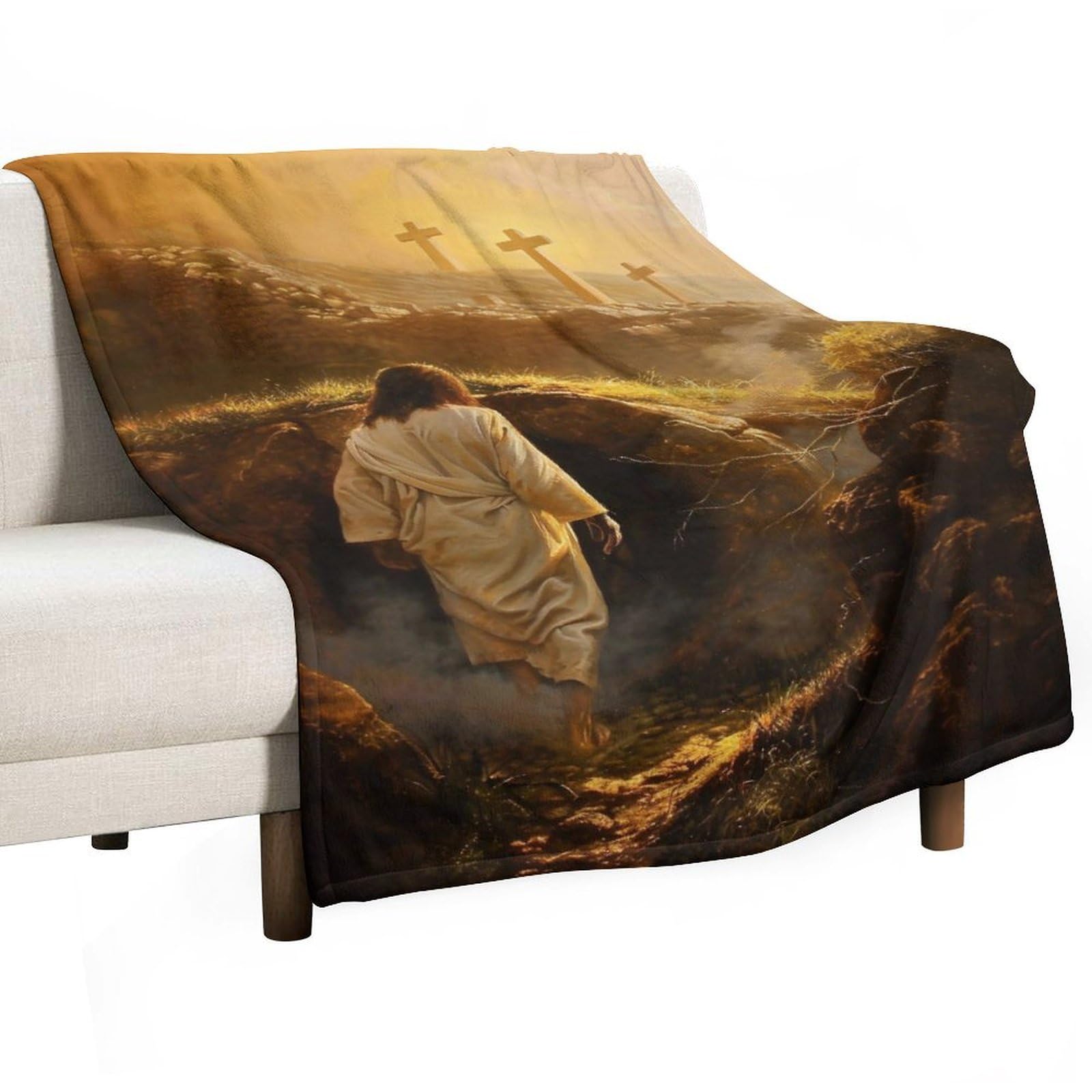 YHGSREUOH Jesus Leaving The Tomb 01 Flannel Blankets Fleece Soft Throw Lightweight Plush Gifts for Couch, Bed, Cozy Sofa Plush, Chair, Lovers 32x48inch(80x120cm)