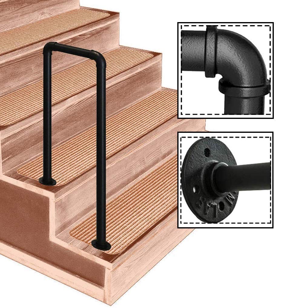 Rampe d'escalier en fer forgé de style U, main courante design 95 cm haute résistance
