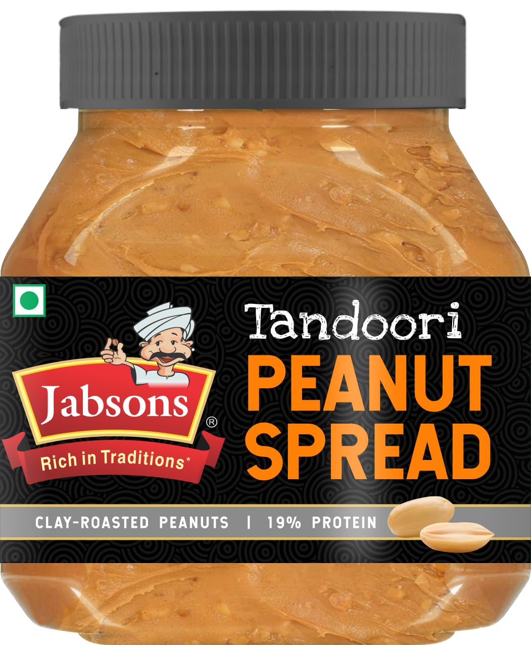 Jabsons All Natural Tandoori Peanut Spread Butter 320g | 19g Per 100gm Protein | High in Protein Spread, Gluten & Cholesterol Free, Nut Butter