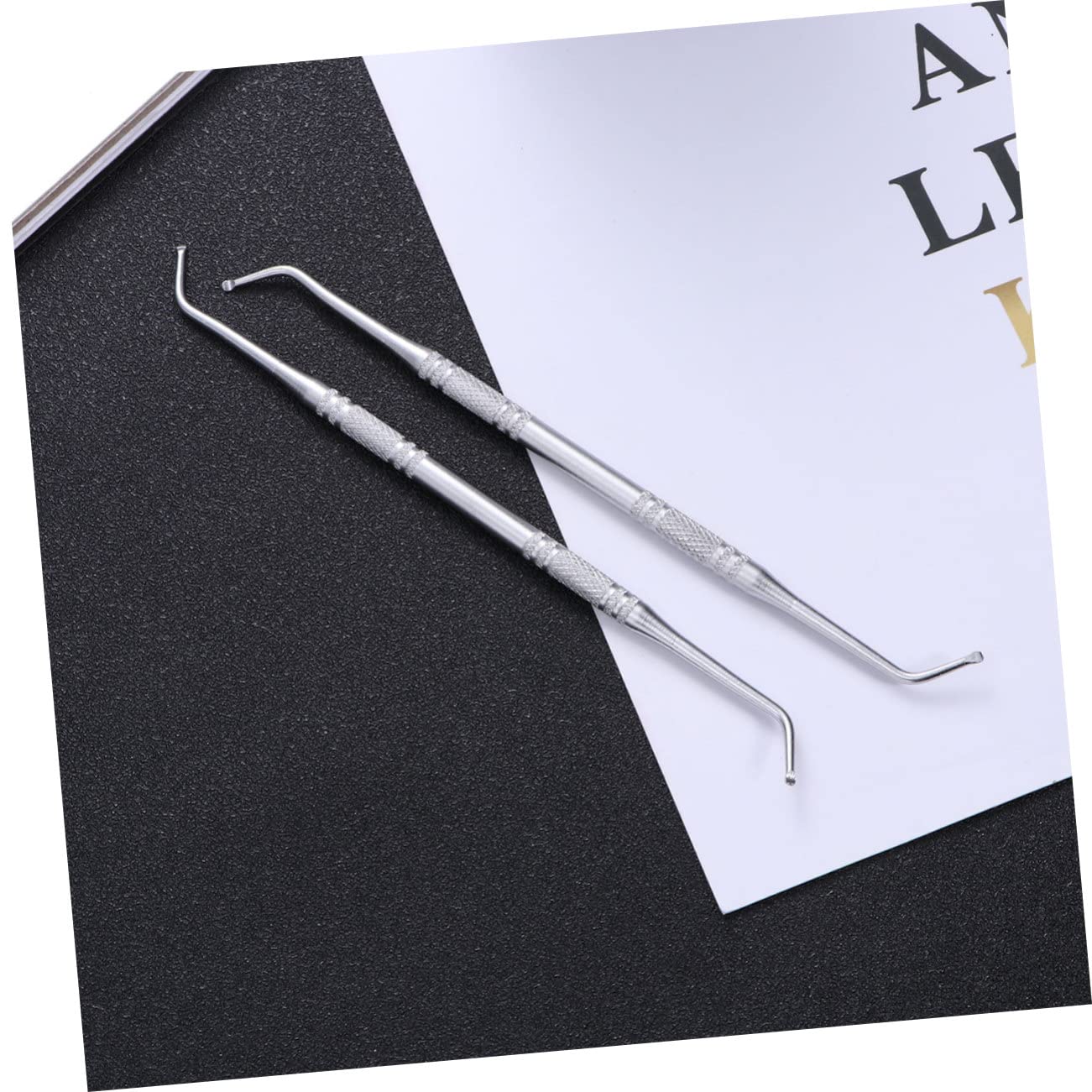 OHPHCALL Innovative Double-sided Cuticle Spoon Nail Cleaner and Pusher Tool Set Stainless Steel for Family Use