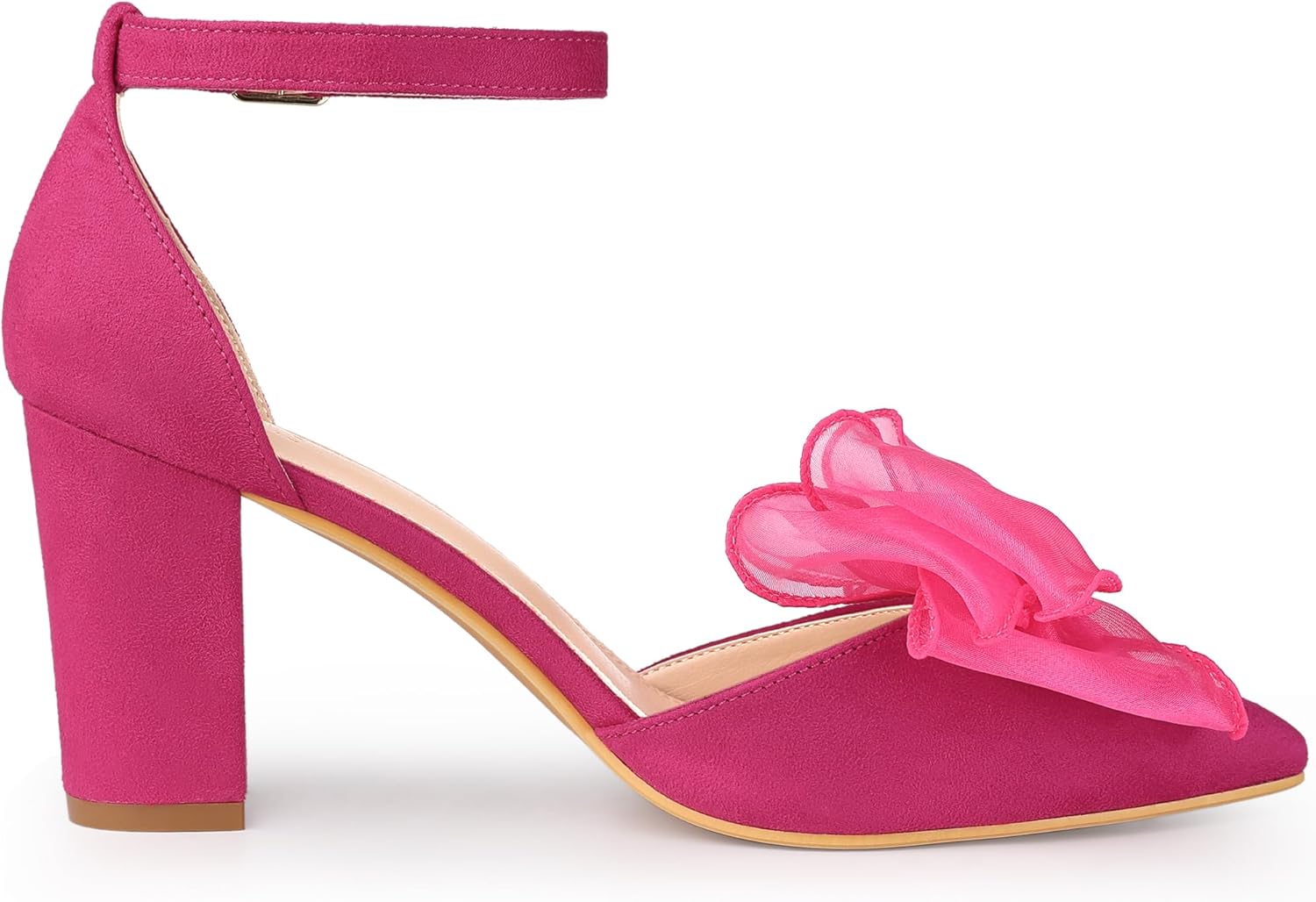 Allegra K Women's Bow Heels Closed Toe Chunky Heel Pumps Sandals