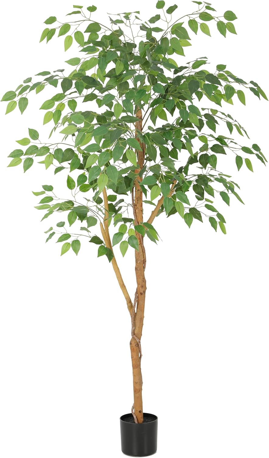 Bellacat 5ft Faux Ficus Tree with Real Wood Trunk, 60in Fake Ficus Tree with Lifelike Leaves, Ficus Tree Artificial for Living Room Bedroom Office Decor