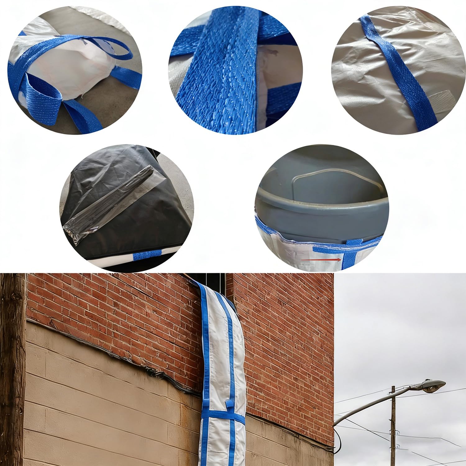 Scivolo per Detriti,Scivolo per Rifiuti Edili da 300 cm, con 8 Fascette,per il Trasporto di Residui di Cemento,Rifiuti,Blu