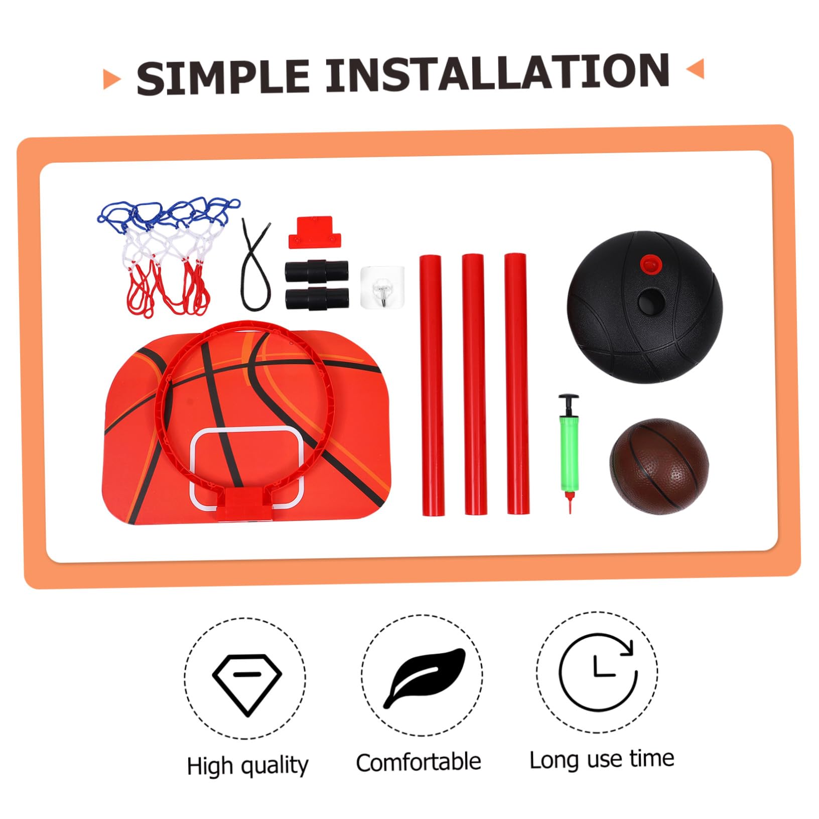 VANZACK Ensemble De Basket-Ball pour Garçon Et Filles Ajustable, Panier De Basket-Ball Intérieur, Jouet De Jeu Éducatif Ballon, pour Entraînement Et Jeu à Domicile