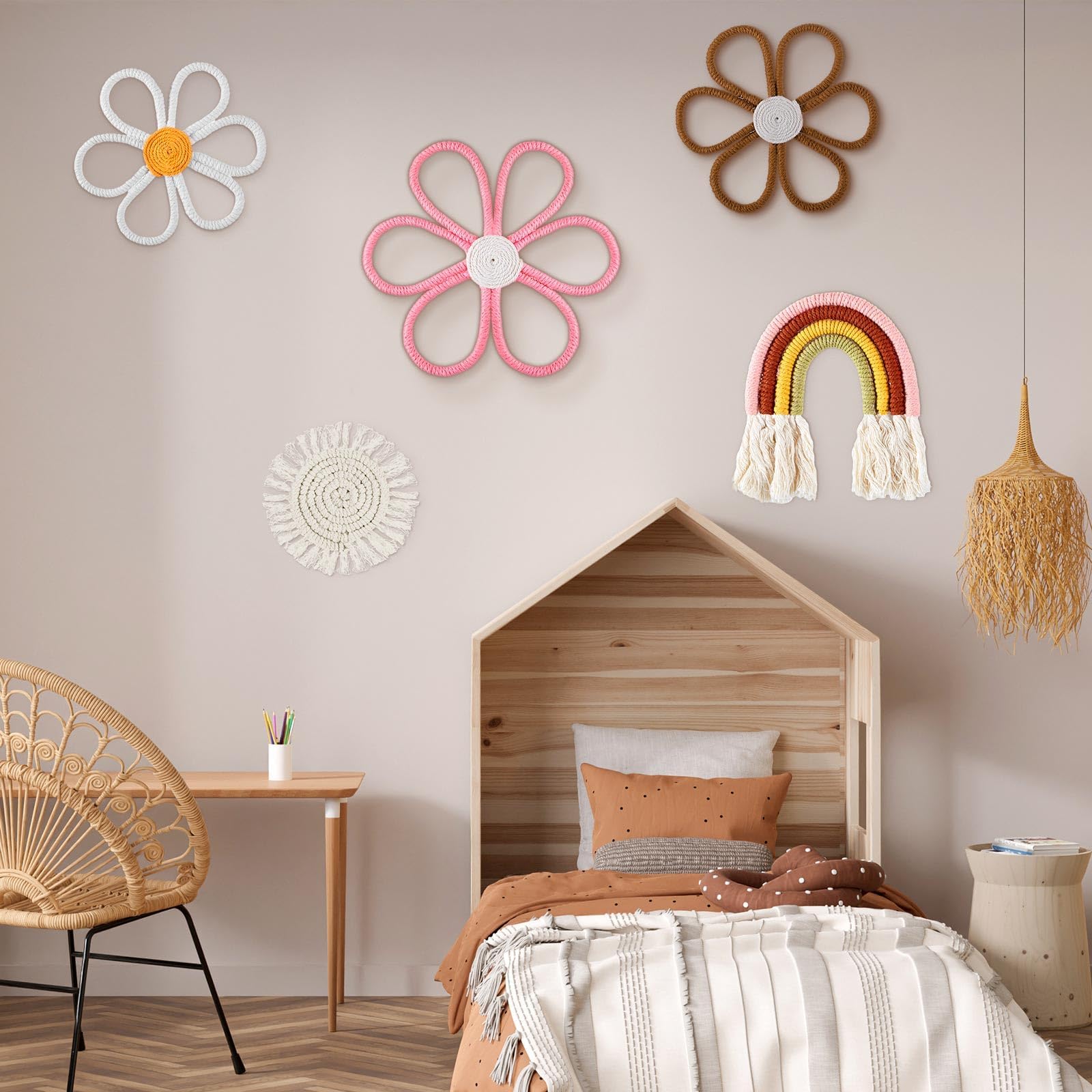 Preboun 5 Pack Boho Nursery Decor for Girl Daisy Flower