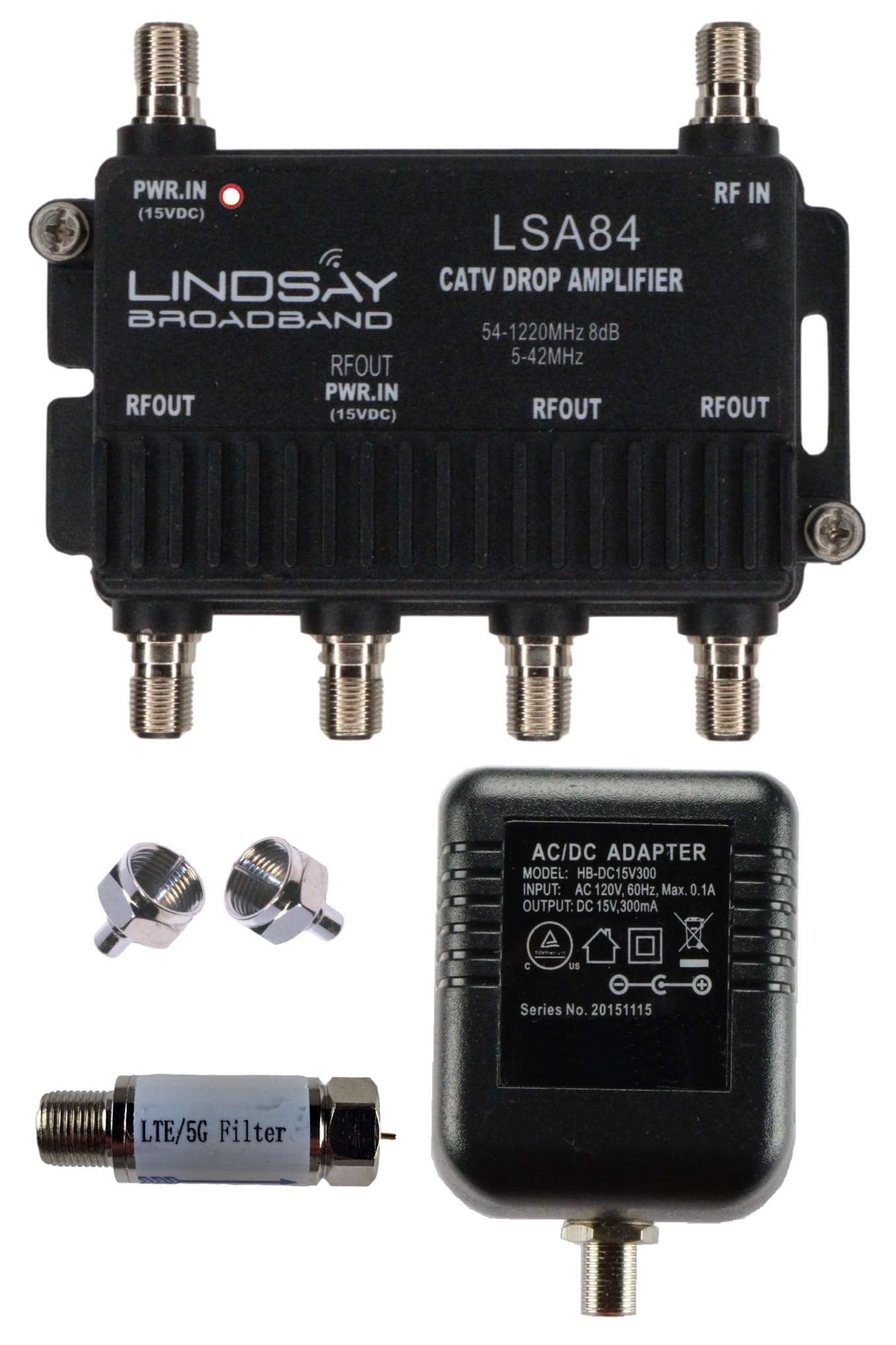 Amplificador de señal digital de 4 puertos para TV/antena/HDTV, amplificador/divisor incluye terminadores F59 y filtro LTE (Lindsay LSA84), no para sistemas satelitales