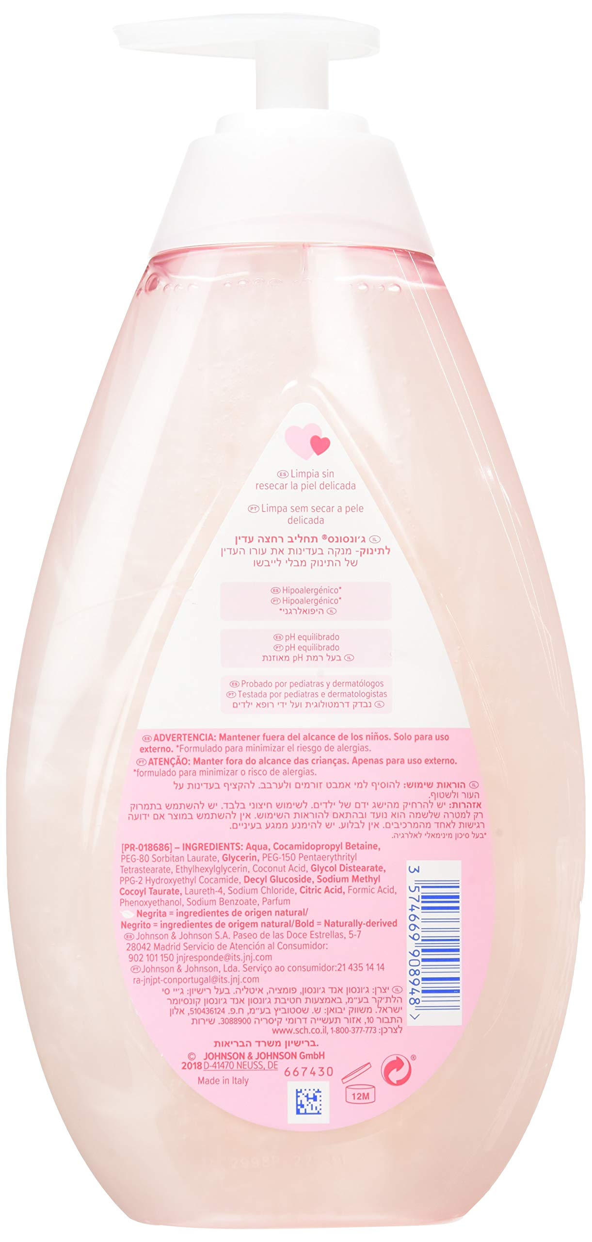 Johnson's Baby miękka kąpiel (1 x 750 ml), żel do kąpieli dla niemowląt, delikatnie oczyszczający, żel pod prysznic dla dzieci z formułą "Nie płacz już", mydło dla noworodków