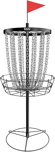 NQV PRO - Cesta de golf con disco portátil, con 24 cadenas, apta para jugadores de todos los niveles, color negro