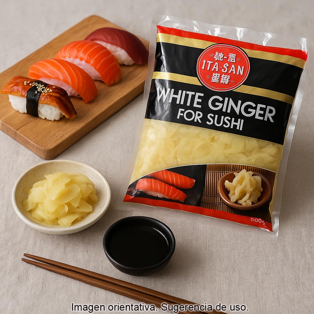 Jengibre Encurtido Blanco Gari 1 kg para Sushi y Cocina Japonesa Formato Profesional Sabor Suave Agridulce