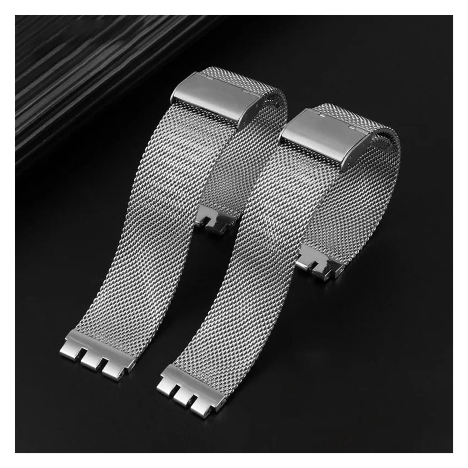 HHRLCHX Bracelet milanais 12MM 17 19MM Compatible avec Le Bracelet en métal Swatch chaîne de Montre Convexe concave YVS401G YVS405G Bracelet de Montre en Acier pour Hommes et Femmes