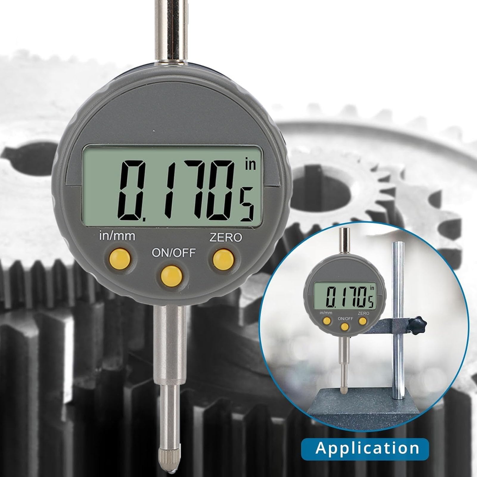 GOWENIC Indicador de Esfera Digital 0-12,5 Mm 0-0,5 Pulgadas |Indicador Electrónico Preciso de 0,001 Mm con Base Reemplazable para Medición de Precisión
