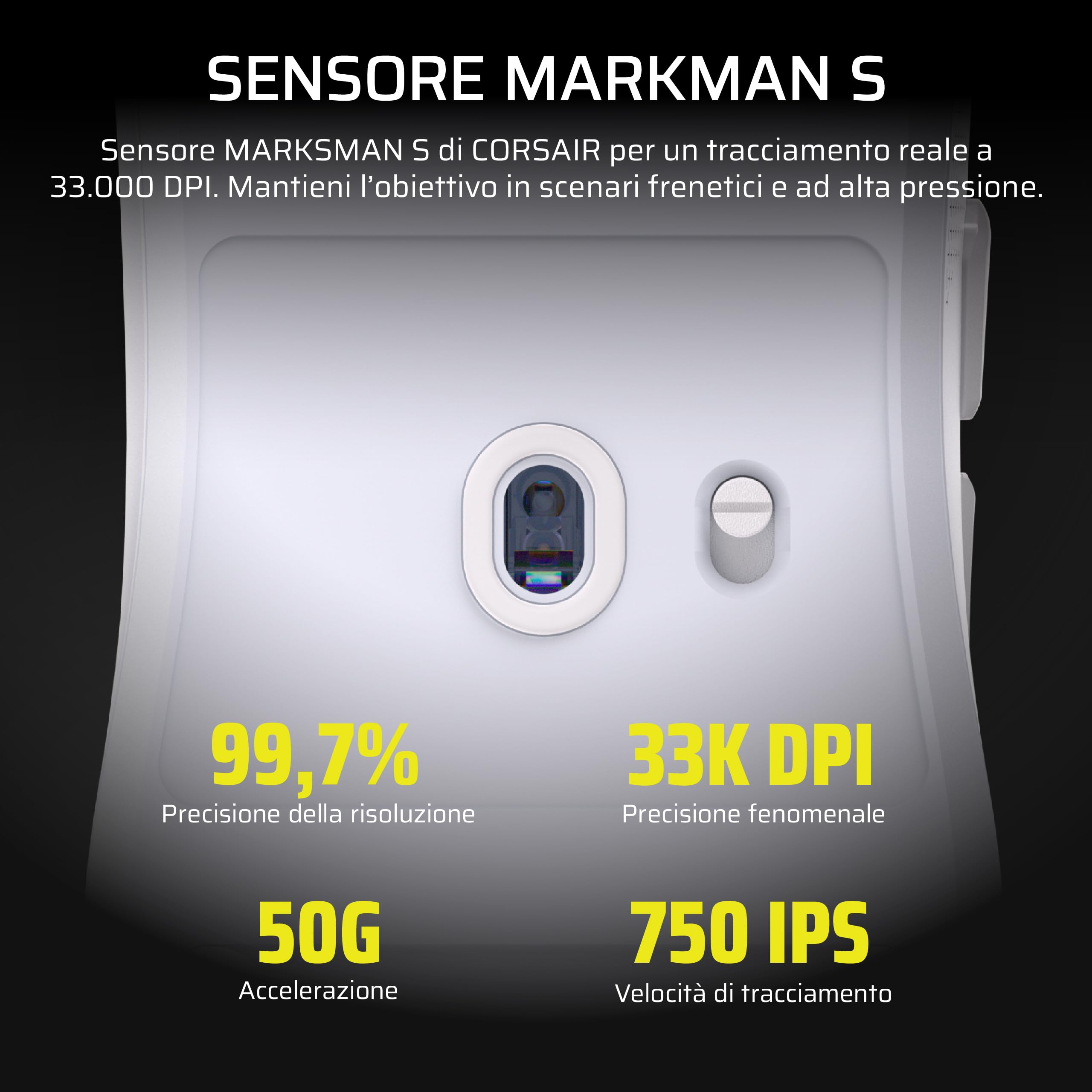 Corsair SABRE v2 PRO Ultraleggero Wireless FPS Mouse Gaming – Nero | 33.000 DPI, 36g di Peso, 8.000Hz Hyper-Polling, Interruttori Meccanici, Fino a 70 Ore di Durata della Batteria Wireless