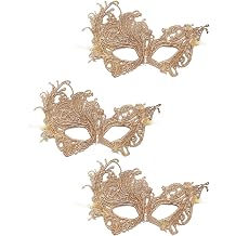 TFTSR Masquerade Masks for Women Couples & Men - Lace Adults Party Costume Venetian Dress & Mardi Gras Mask in Gold & Black