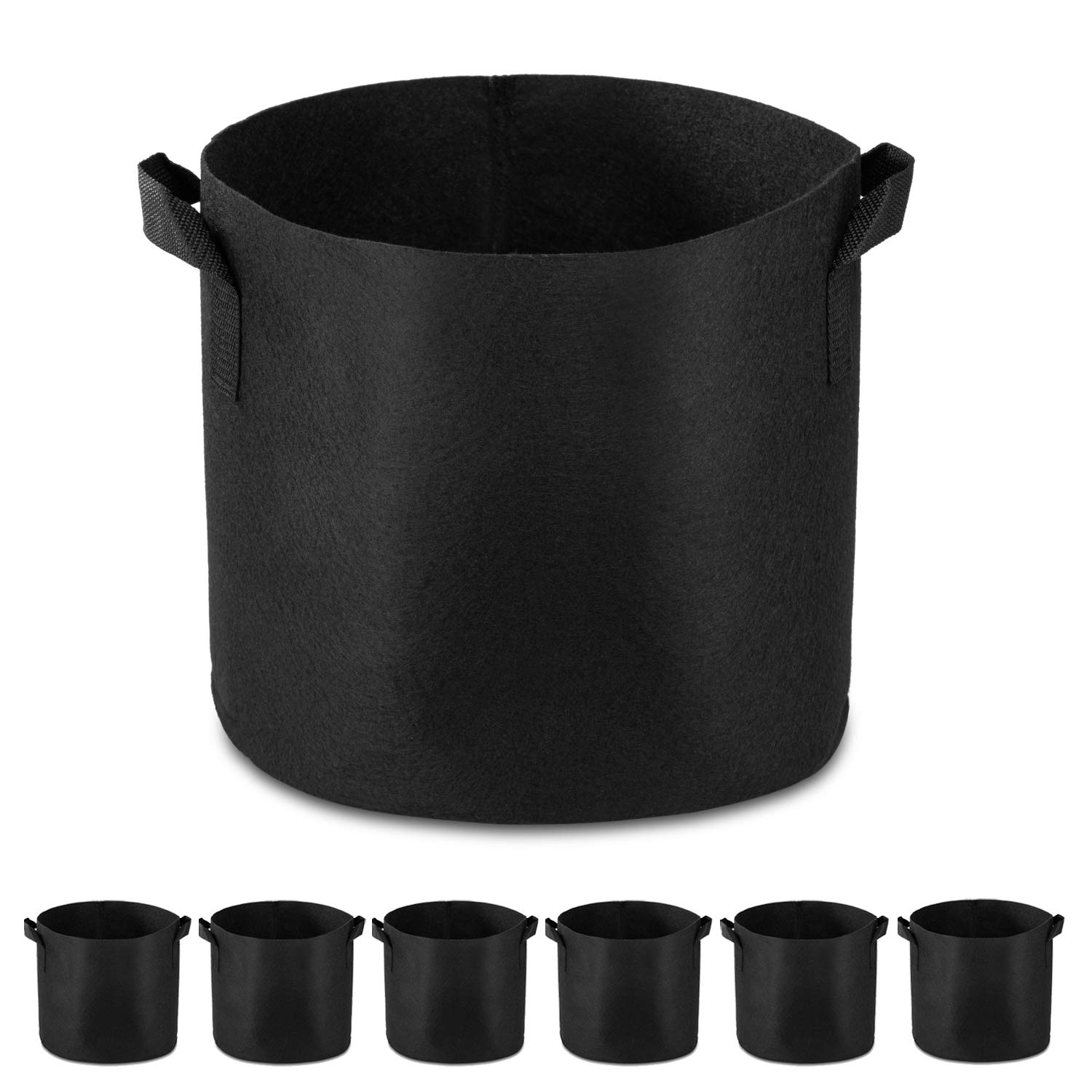 Garden4Ever6-Pack 20 Gallon Grow Bags Heavy Duty Container Thickened Nonwoven Fabric Plant Pots with Handles(Black)
