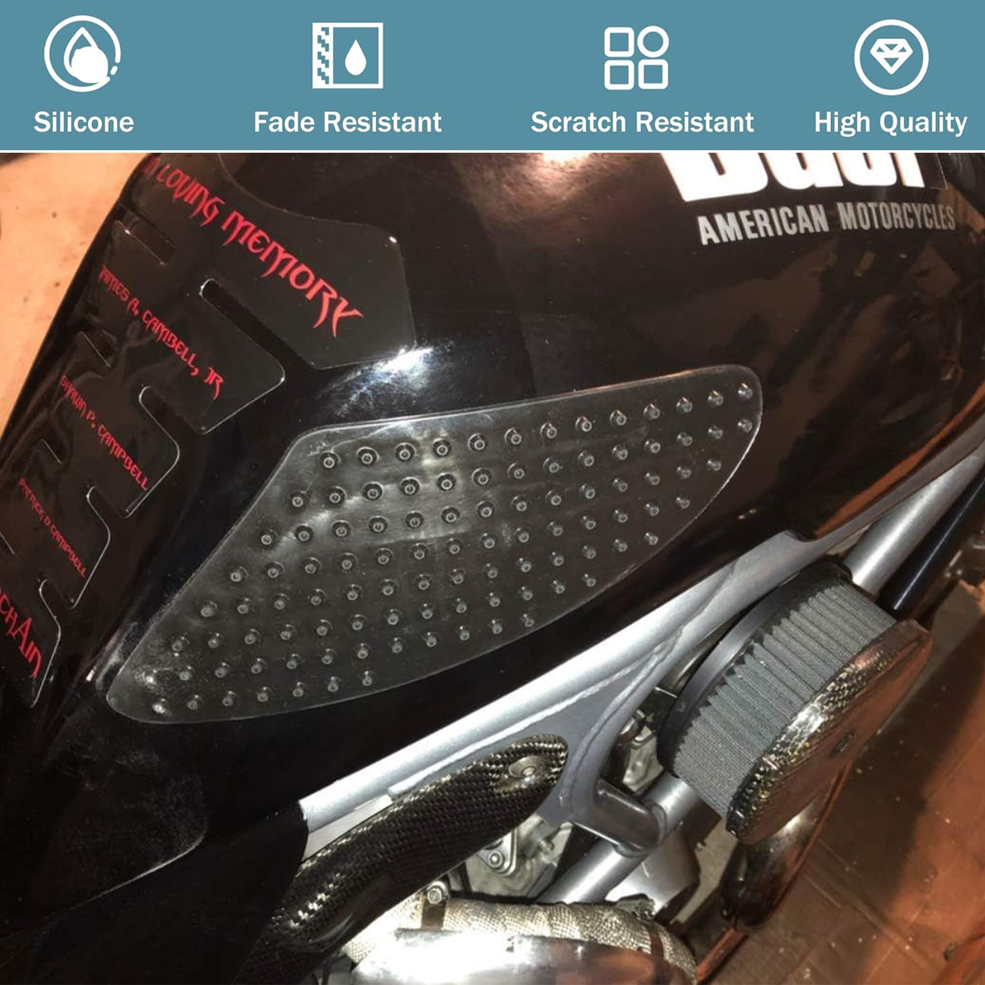 2 pezzi Universale Moto Carburante Serbatoio Pad Para Colpi e Protezione Graffi Serbatoio Protezione Serbatoio Trazione Pad Fishbone Adesivo Protezione vernice per serbatoio moto (trasparenza)