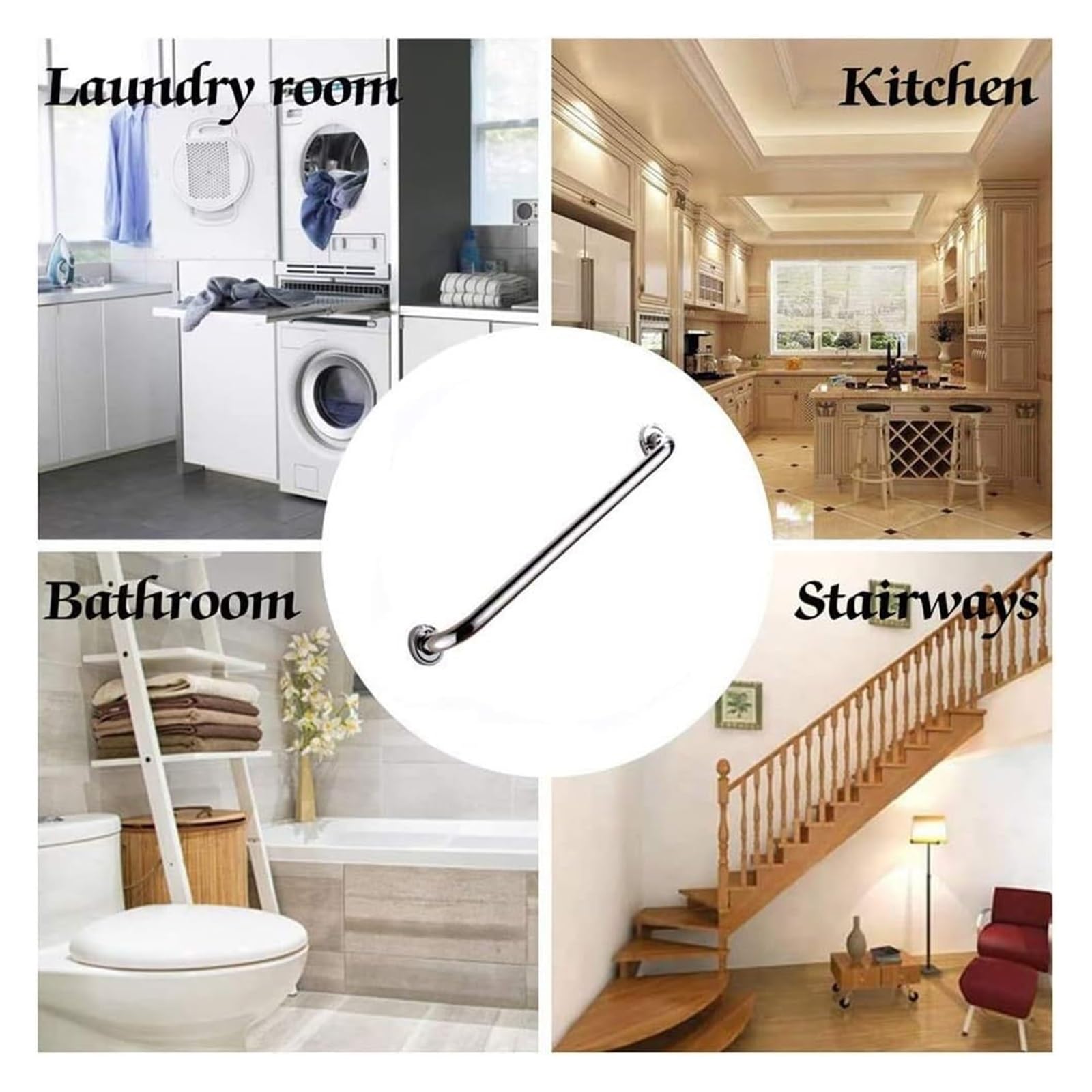 Maniglioni di Sicurezza per Bagno, Maniglioni di Sicurezza Cromati per Vasca da Bagno, Maniglia Antiscivolo per WC E Doccia per Disabili, Portasciugamani per WC Auxi/30 Cm