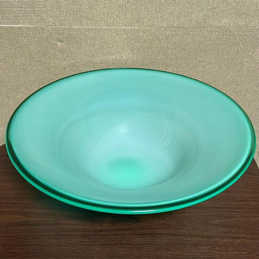 【美品】大型花器　水盤　ガラス製　クリスタル　エメラルドグリーン　約49cm Amazon.co.jp: 大型花器 水盤 ガラス製 クリスタル エメラルドグリーン