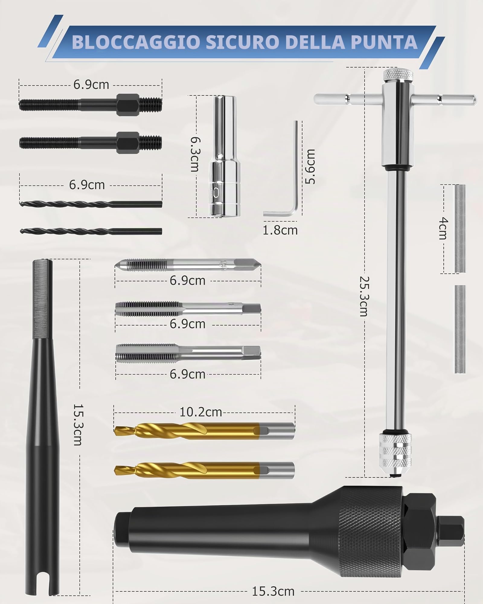 Kit di strumenti per la rimozione di candelette danneggiate, 8 mm e 10 mm