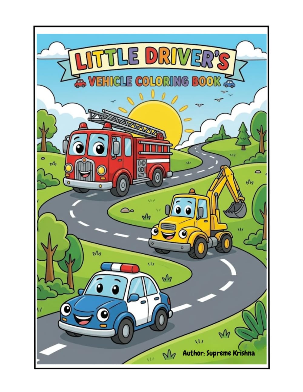 Cute Vehicles Coloring Book for Kids: Fun Cars, Trucks, Trains & Planes | Easy Coloring Pages for Kids Ages 3–8