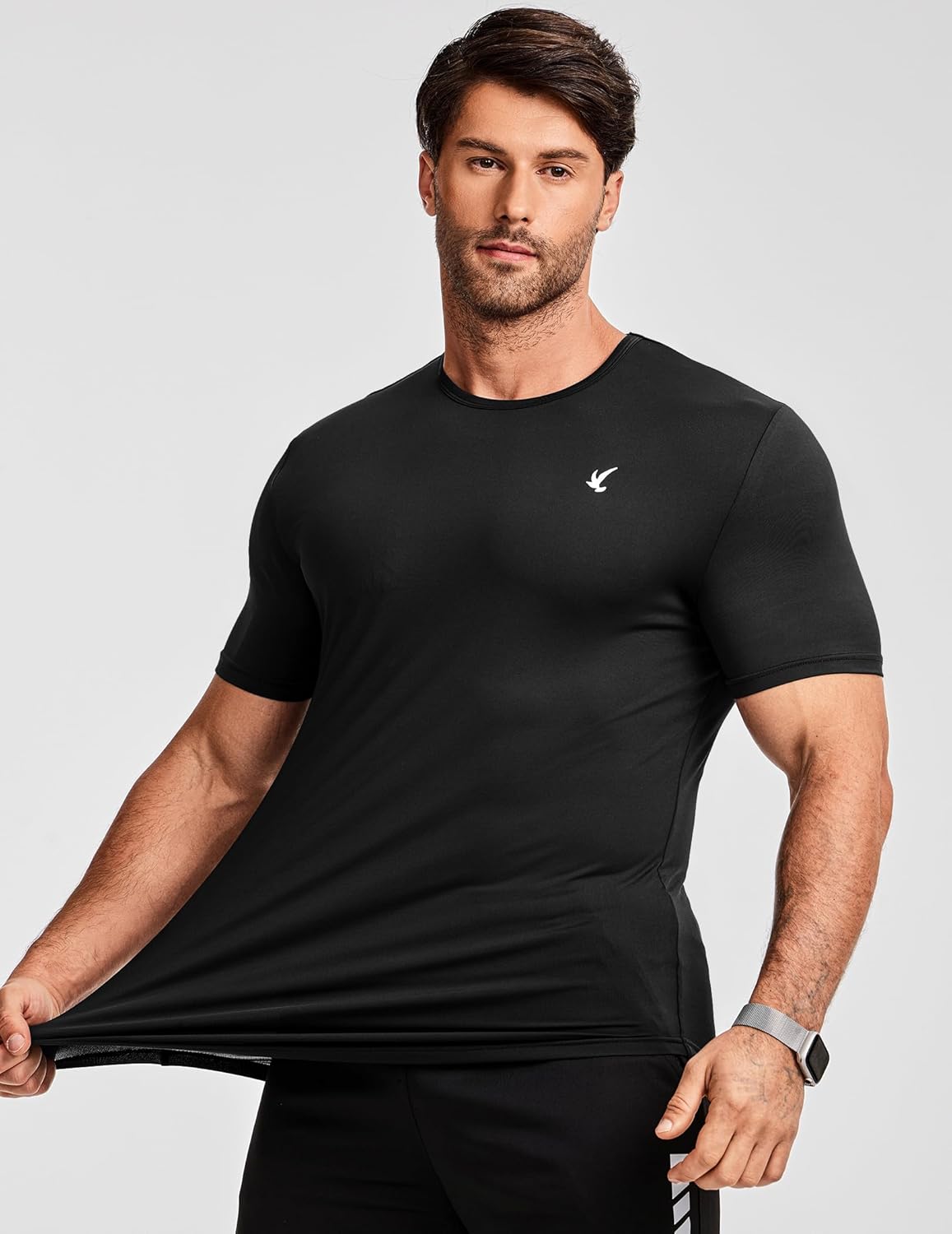 JMIERR Mens Short Sleeve T Shirt Summer Muscle Moisture Wicking Quick Dry Crewneck Longline Tees Shirts - Image 8
