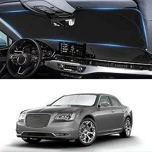Sunshade for Chrysler 300 Windshield Sun Shade for Chrysler 300 300C 2011-2023 2024 2025 Car Accessories Foldable Front Window Shield Cover Sun Visor Protector 2 Layers Block UV Rays Heat with Pouch