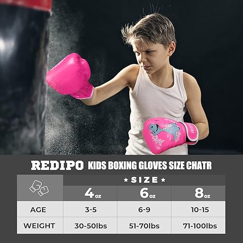 Miniatura 5 de Kids Boxing Gloves for Boys and Girls, Youth Boxing Training Gloves for Kids 3-15, 4&6OZ Punching Bag Kickboxing Thai Mitts MMA Training Sparring