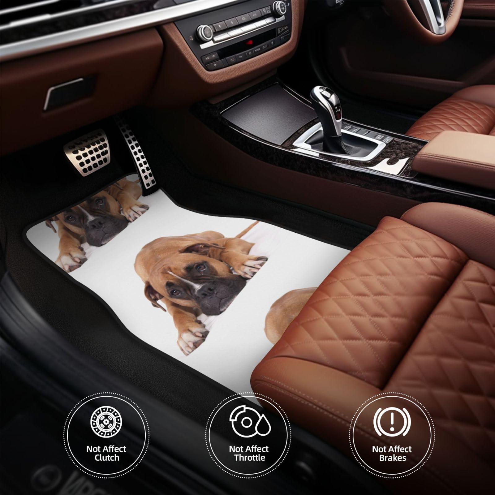 Boxerhund, 4er-Set Auto-Fußmatten, Neopren-Fußmatten für Fahrzeuge, rutschfeste Auto-Fußmatten, Autozubehör