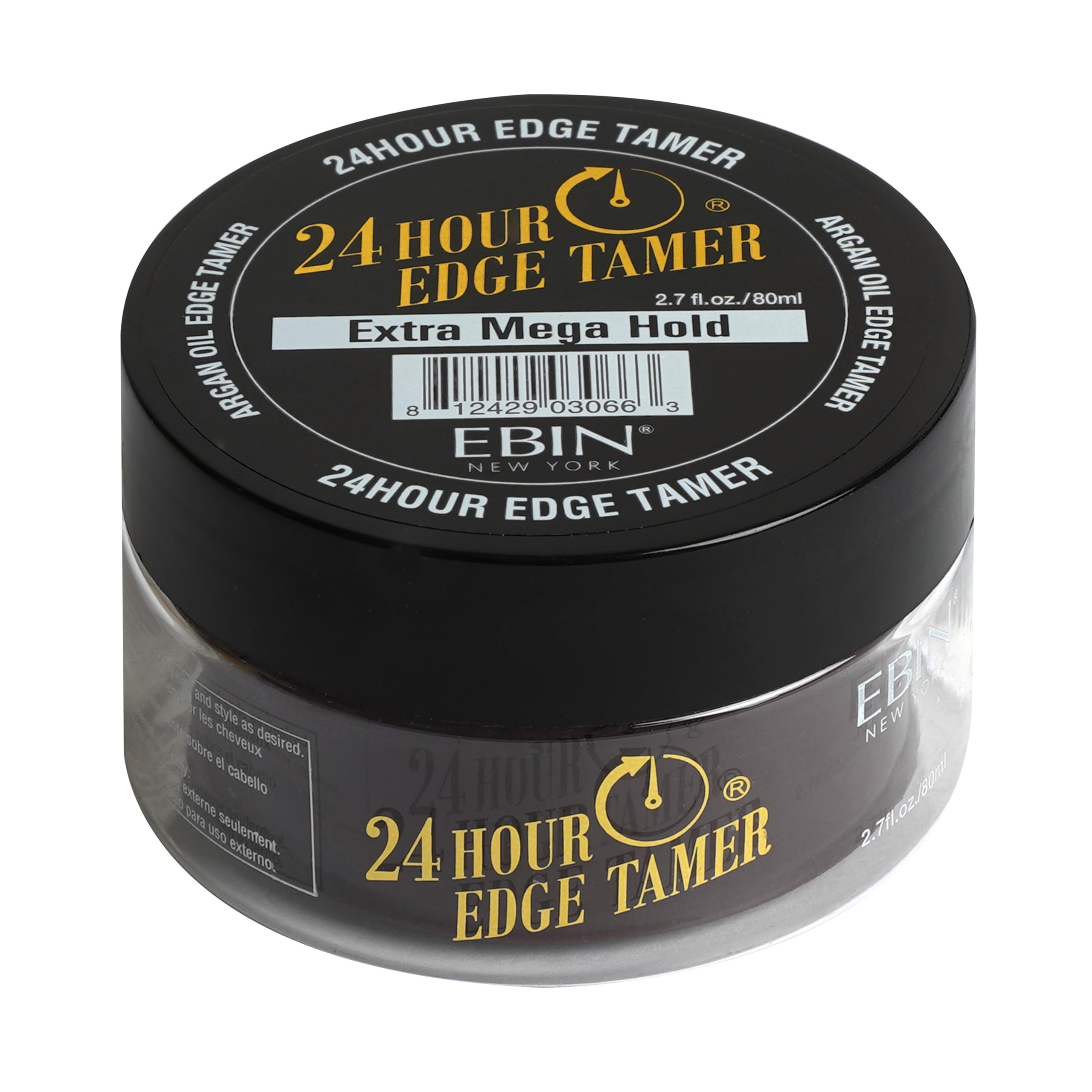EBIN NEW YORK 24 Hour Edge Tamer, Extra Mega Hold, 2.7 Oz - No Flaking, No White Residue, Shine, Moisture and Prevent Breakage with Castor Oil