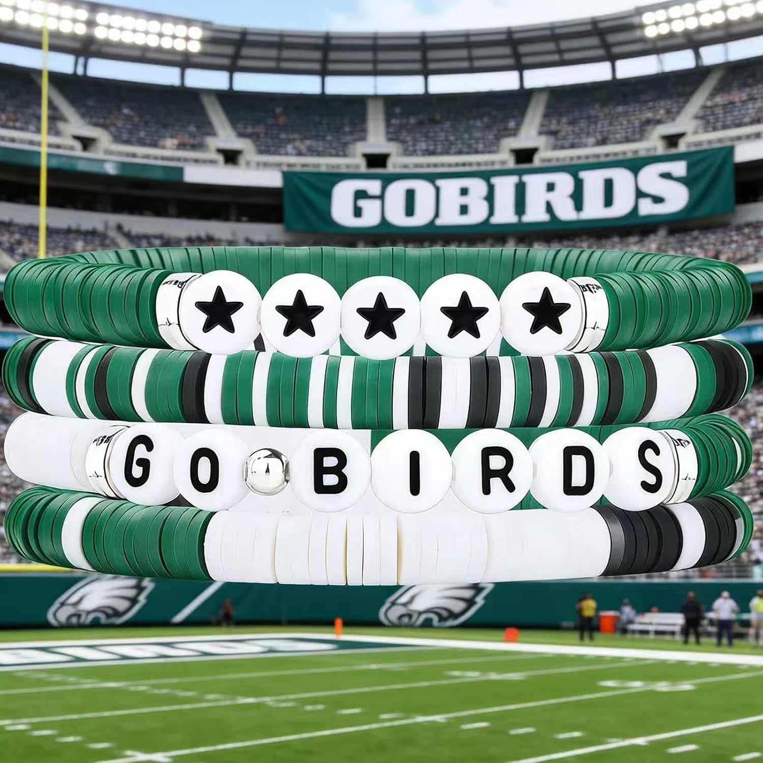 imani Bracelet Gift for Football Fans Cheerleader Go Birds Bracelet Green Eagles Fly Inspired Gameday Party Decor Outfits image 3