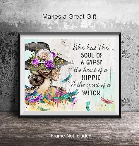 Miniatura 4 de Hippie Witch Boho-chic Home Decor - Soul of a gypsy Wall Art - Witchy Room Decor for Women - Paganism Wicca Witchcraft Wall Art & Decor - Pagan